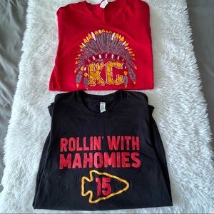 Lot of 2 Kansas City Chiefs T-Shirts Women’s Size Small Red & Black